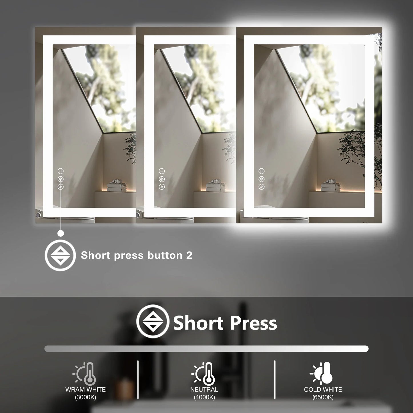 Aesthetic LED Vanity Mirror – 3 Lighting Modes, Touch Sensor, Anti-Fog - Shop Modiqa