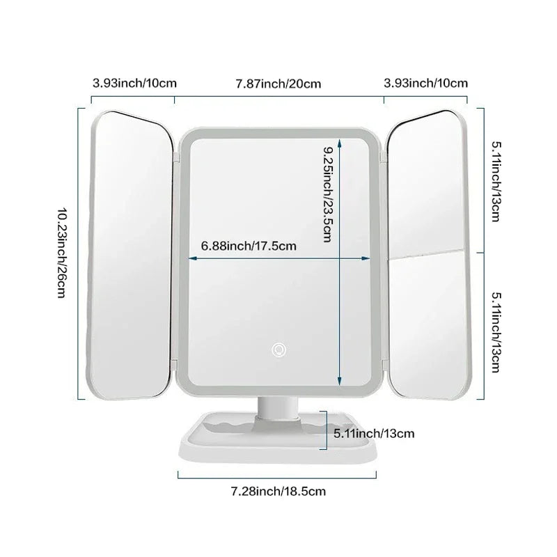 Trifold Makeup LED Mirror - Shop Modiqa