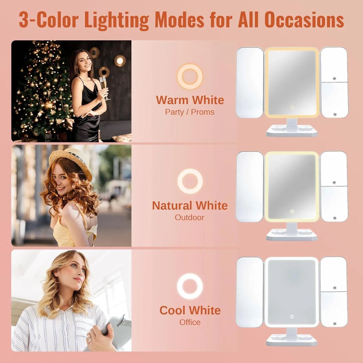 Trifold Makeup LED Mirror - Shop Modiqa