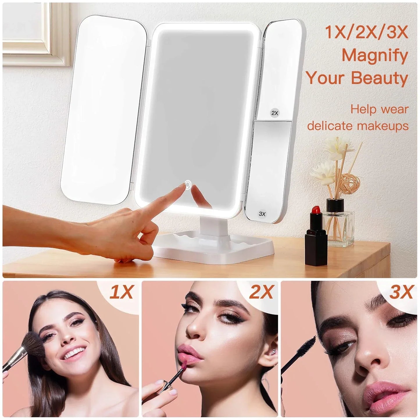 Trifold Makeup LED Mirror - Shop Modiqa