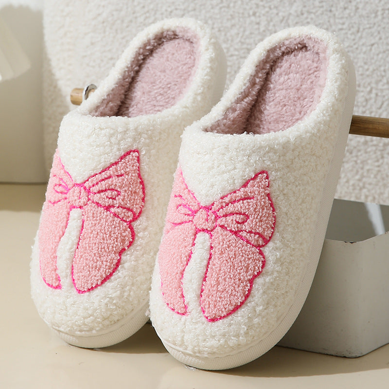 Cute Pretty Bow Cotton Slippers