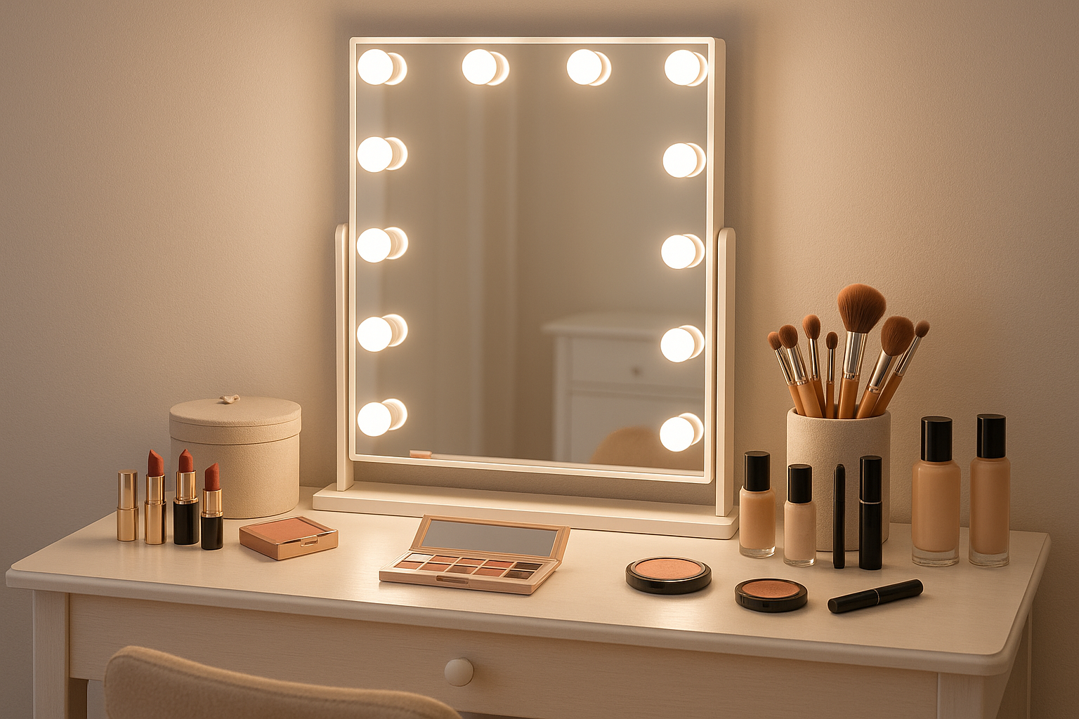 LED mirrors and makeup accessories