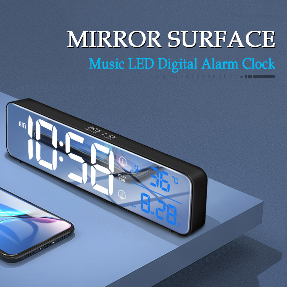 Music LED Digital Alarm Clock with Temperature & Date Display