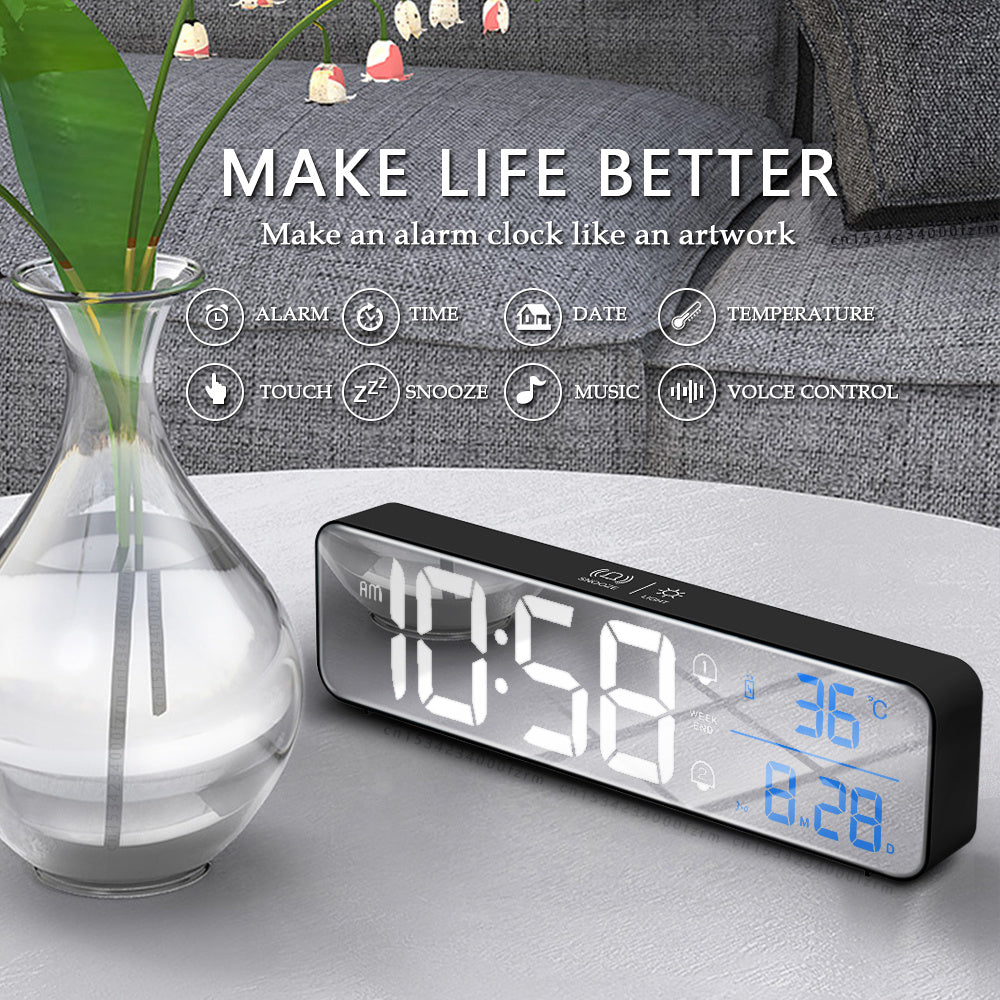 Music LED Digital Alarm Clock with Temperature & Date Display
