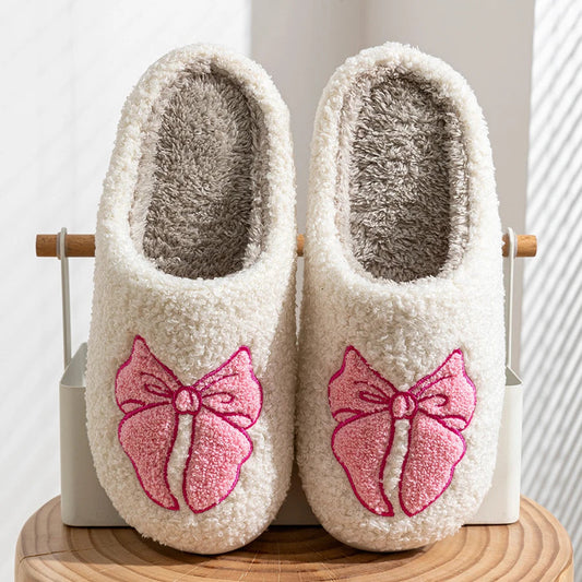 Cute Pretty Bow Cotton Slippers