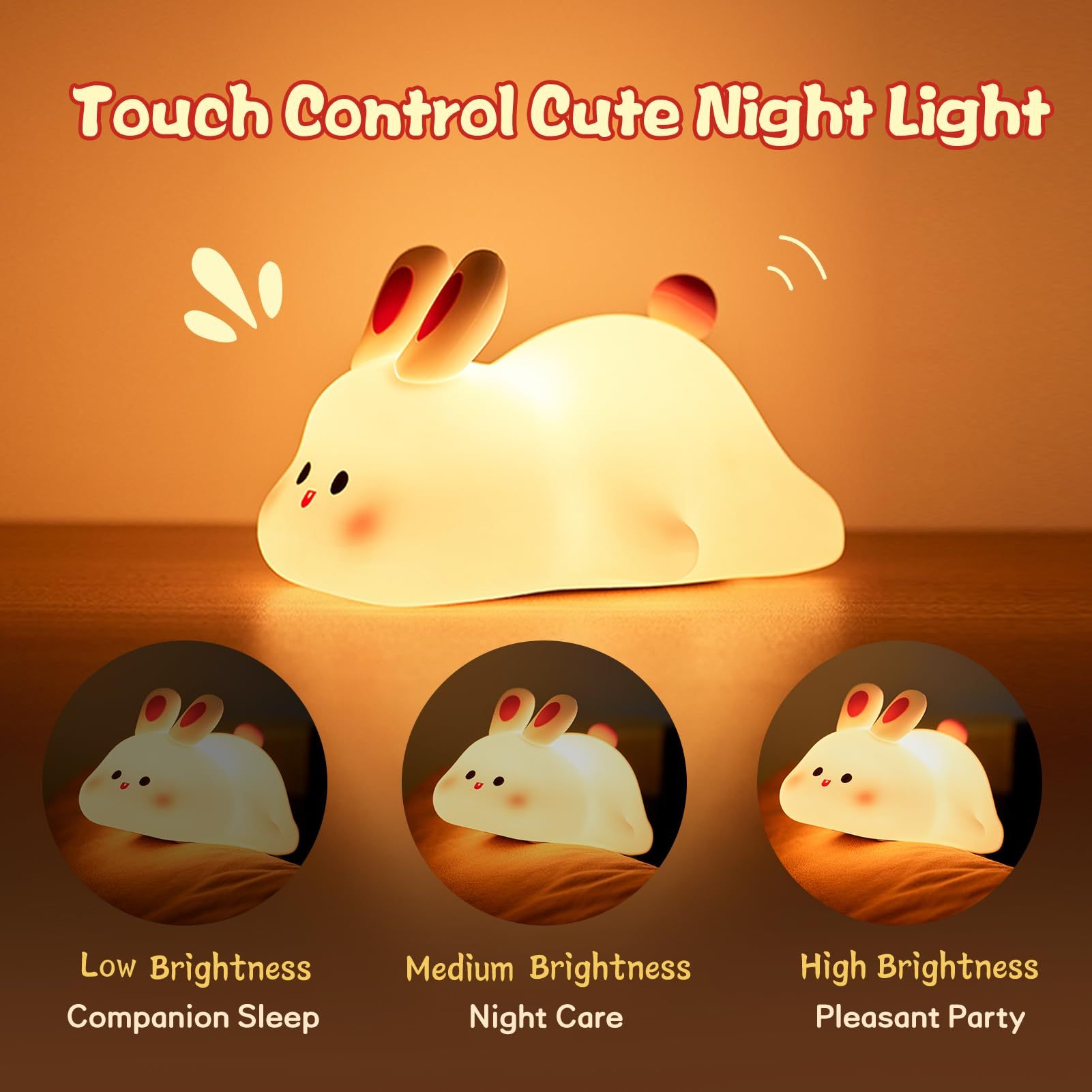 Big Face Rabbit Silicone Night Light & Bedside Lamp, Home Decor