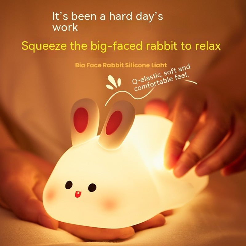 Big Face Rabbit Silicone Night Light & Bedside Lamp, Home Decor