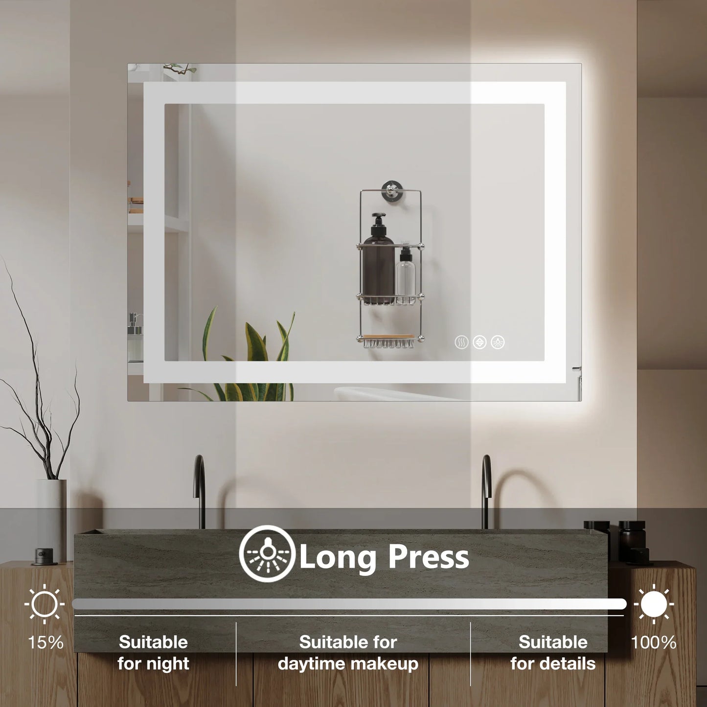 Aesthetic LED Vanity Mirror – 3 Lighting Modes, Touch Sensor, Anti-Fog - Shop Modiqa