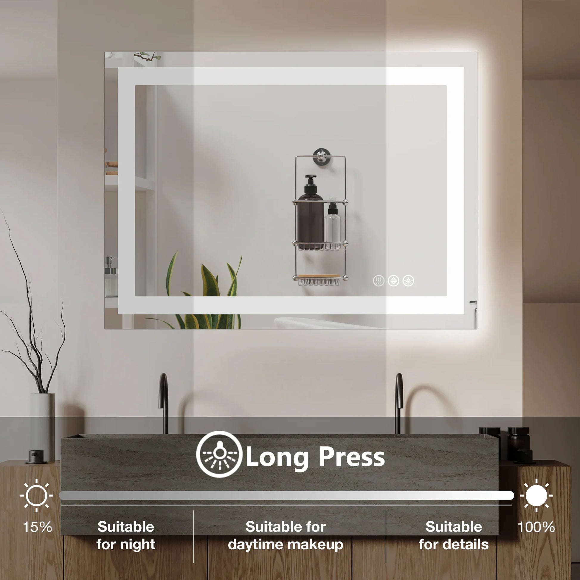 Aesthetic LED Vanity Mirror – 3 Lighting Modes, Touch Sensor, Anti-Fog - Shop Modiqa