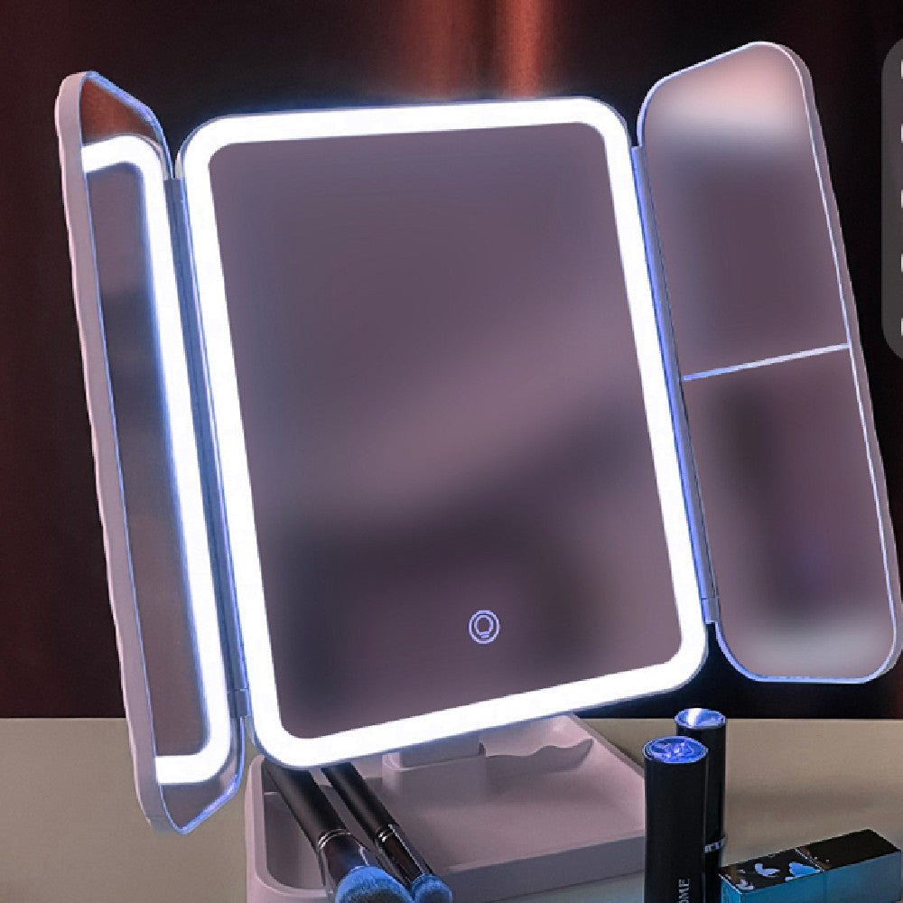 LED Folding Dressing Mirror With Lamp Table