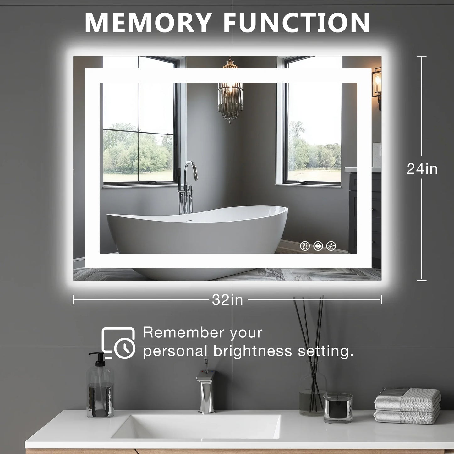 Aesthetic LED Vanity Mirror – 3 Lighting Modes, Touch Sensor, Anti-Fog - Shop Modiqa