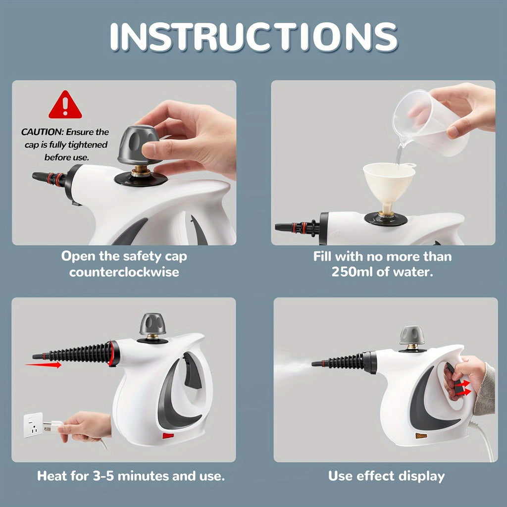 Handheld Multi-Surface Pressurized Steam Cleaner With 12 Accessories