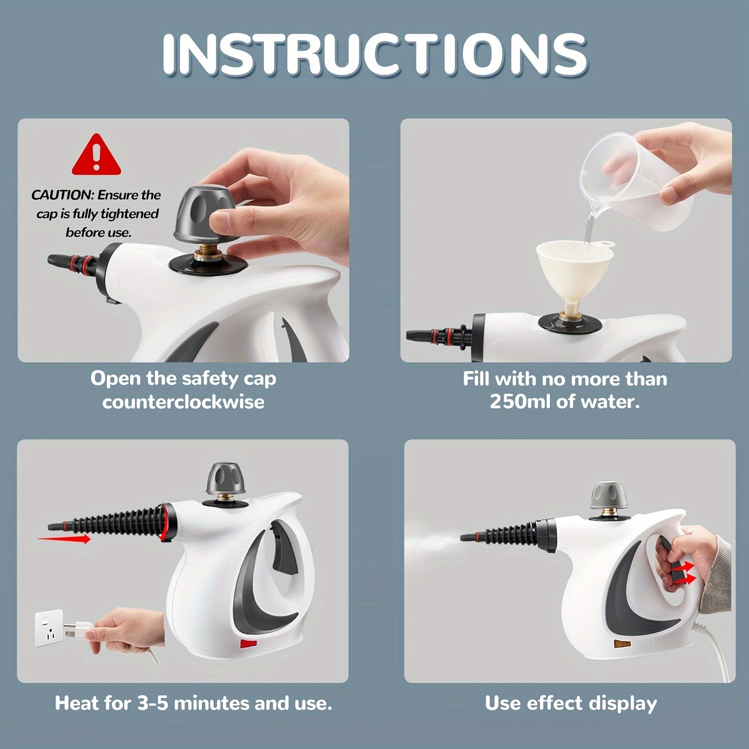 Handheld Multi-Surface Pressurized Steam Cleaner With 12 Accessories