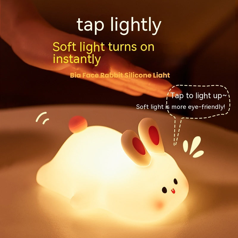 Big Face Rabbit Silicone Night Light & Bedside Lamp, Home Decor