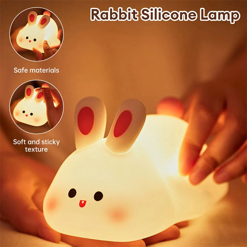 Big Face Rabbit Silicone Night Light & Bedside Lamp, Home Decor
