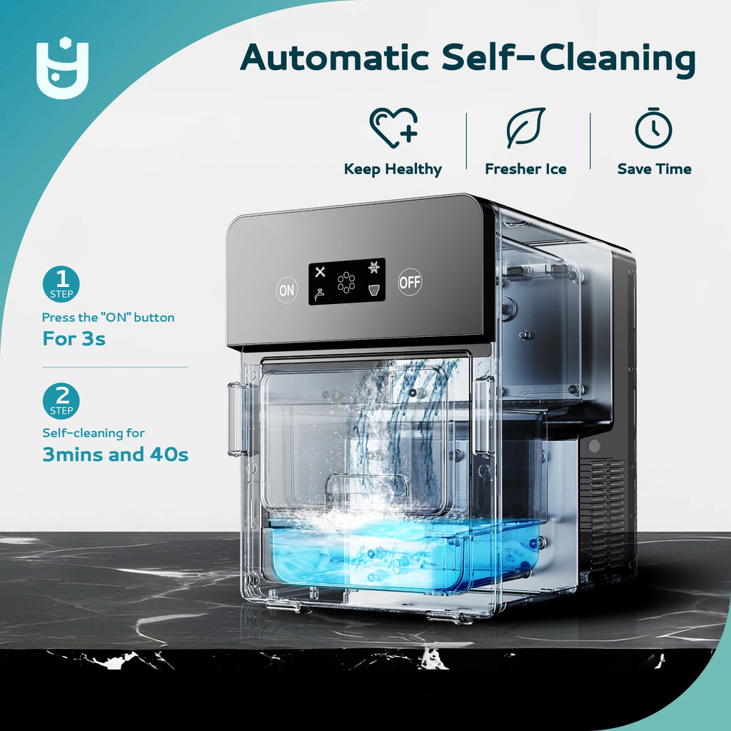 Simzlife Ball Ice Maker with LCD Touchscreen, Self-Cleaning, Perfect for Home & Party
