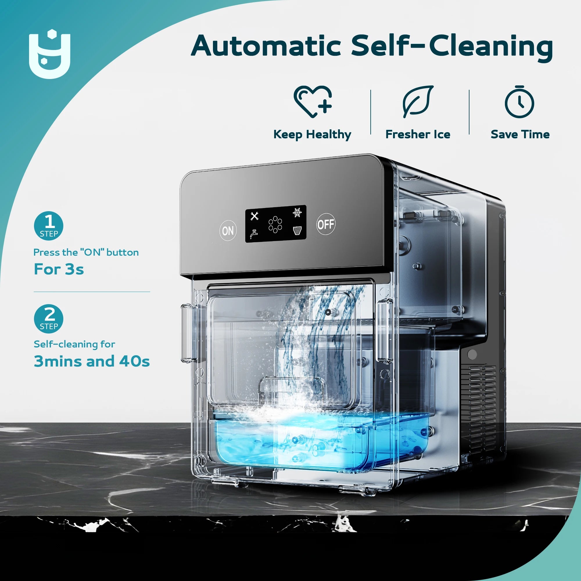 Simzlife Ball Ice Maker with LCD Touchscreen, Self-Cleaning, Perfect for Home & Party