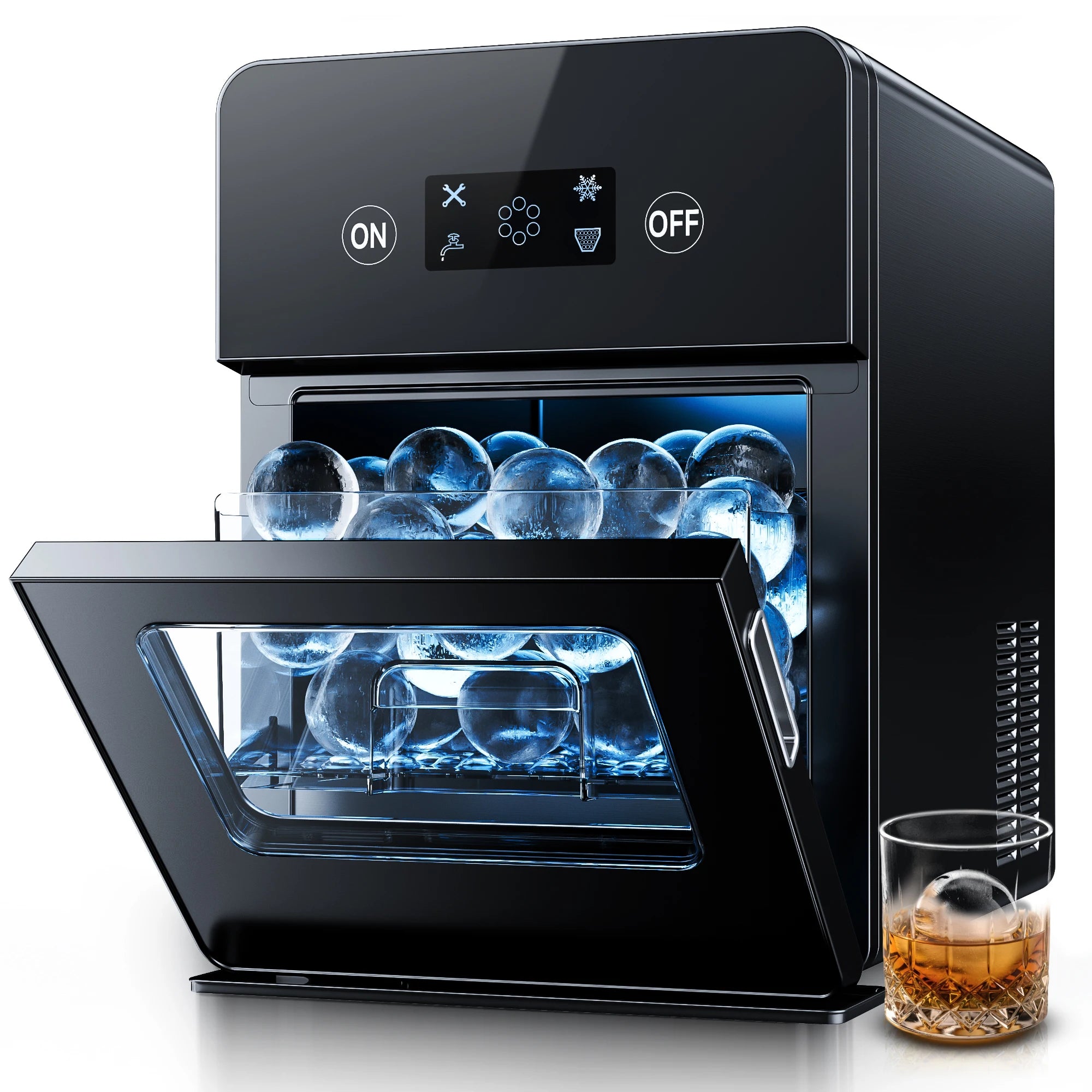 Simzlife Ball Ice Maker with LCD Touchscreen, Self-Cleaning, Perfect for Home & Party