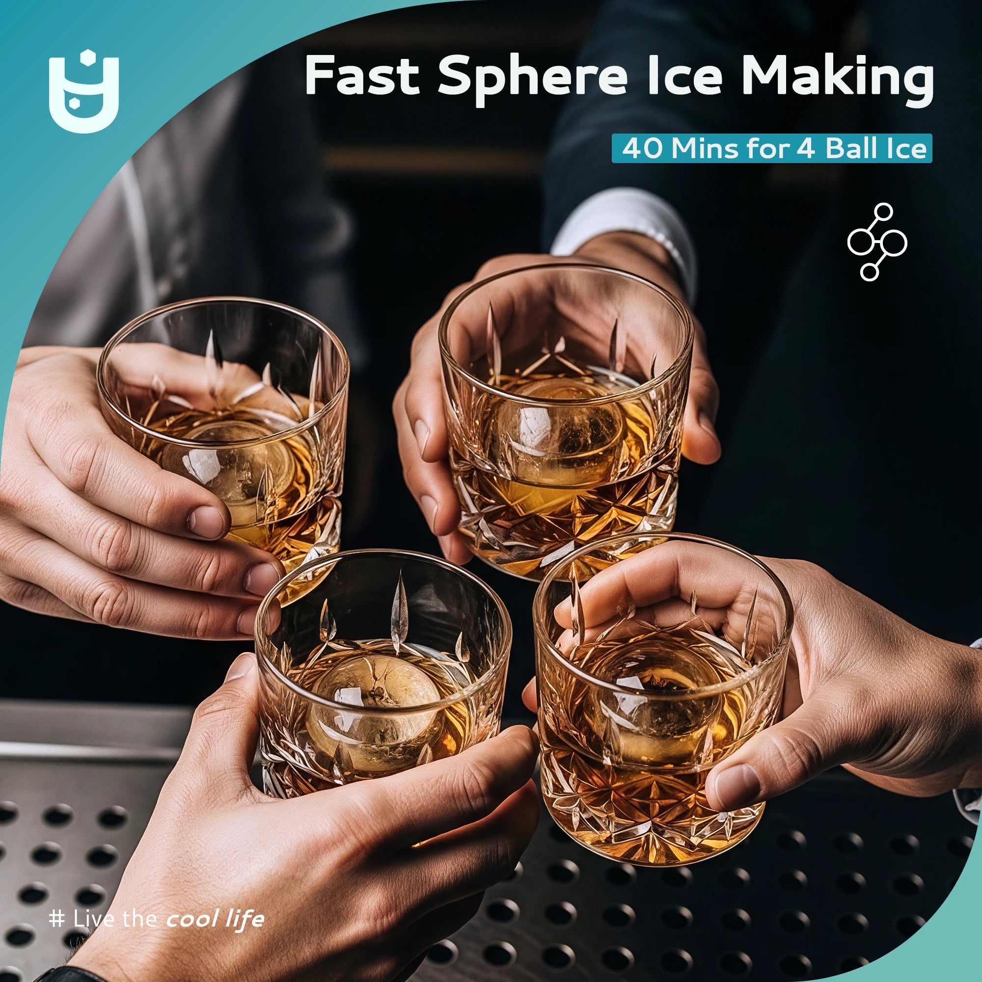 Simzlife Ball Ice Maker with LCD Touchscreen, Self-Cleaning, Perfect for Home & Party