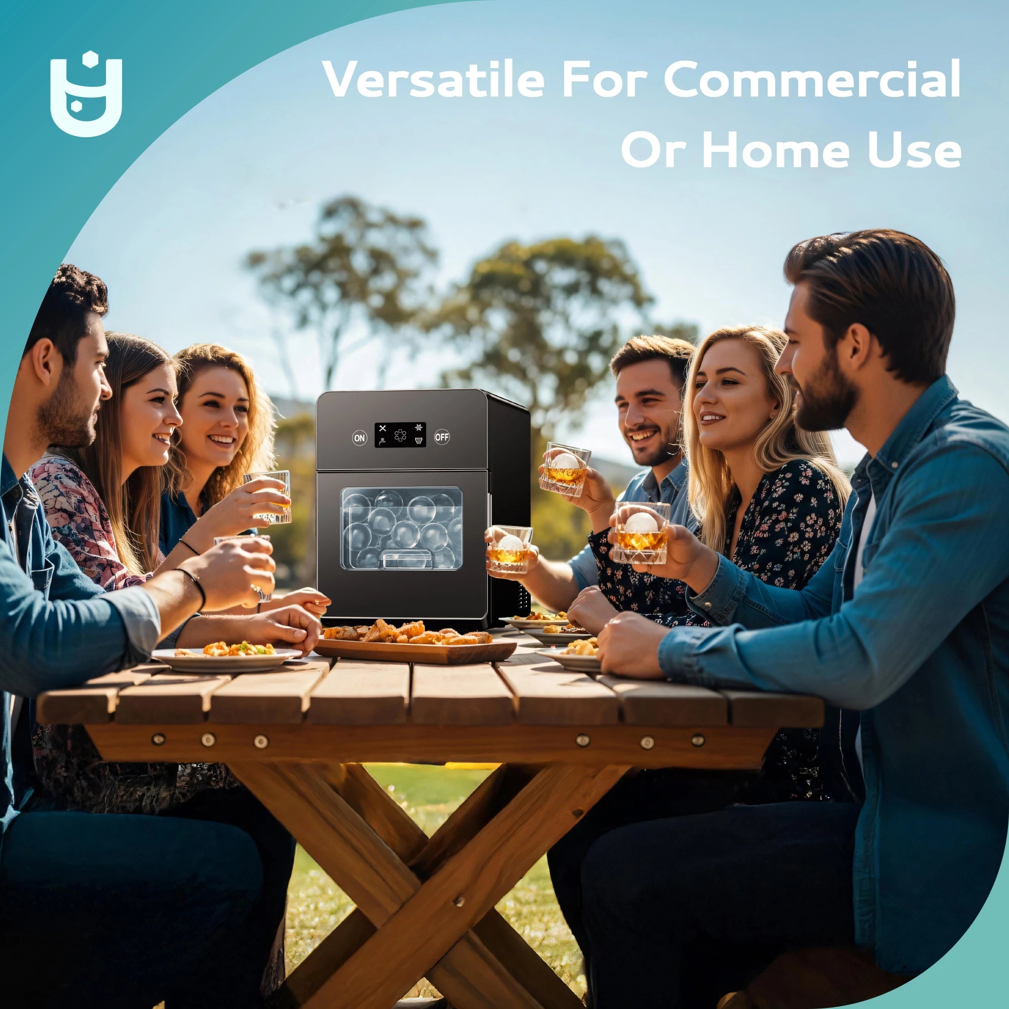 Simzlife Ball Ice Maker with LCD Touchscreen, Self-Cleaning, Perfect for Home & Party