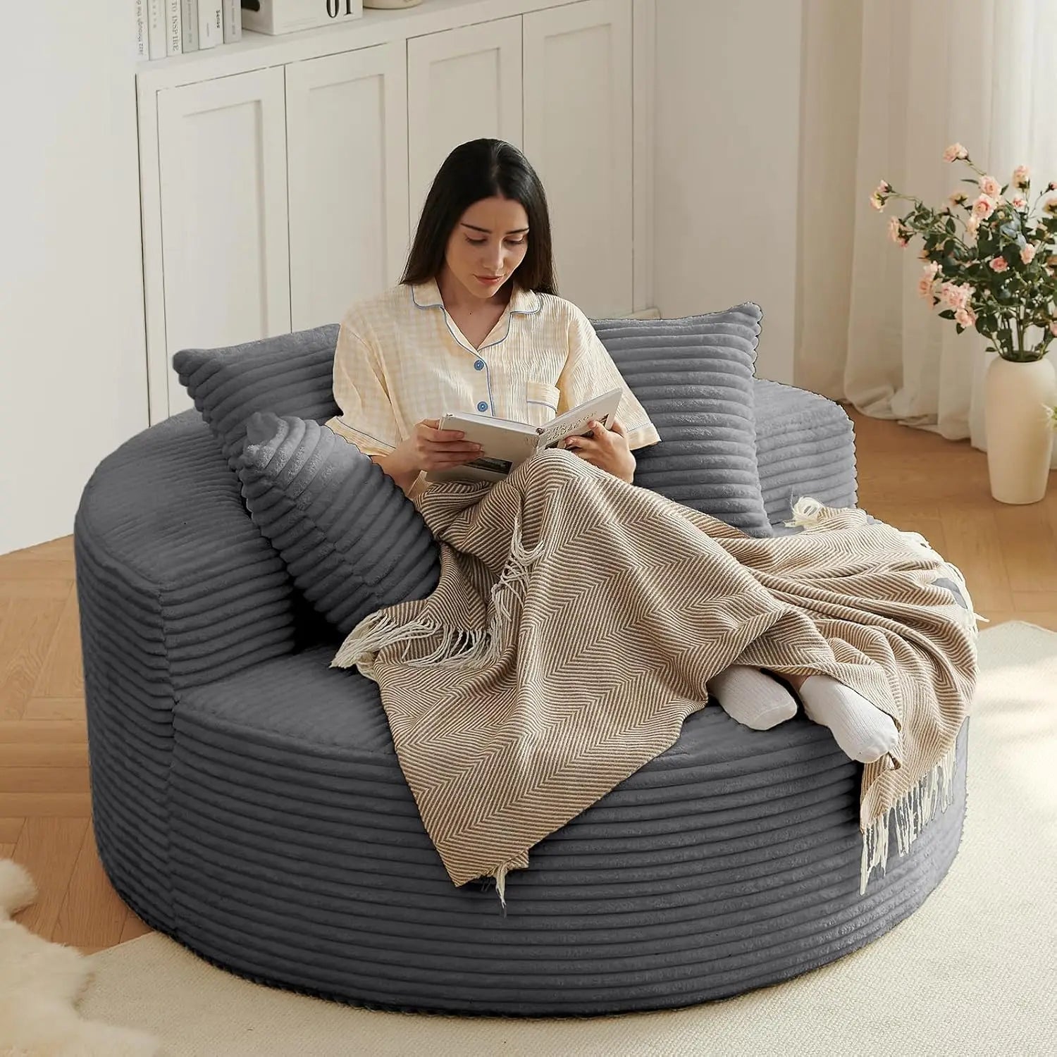 Chenille Modern Sleeper and Lounge Chair