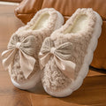 Thick Soled Bow Plush Slippers