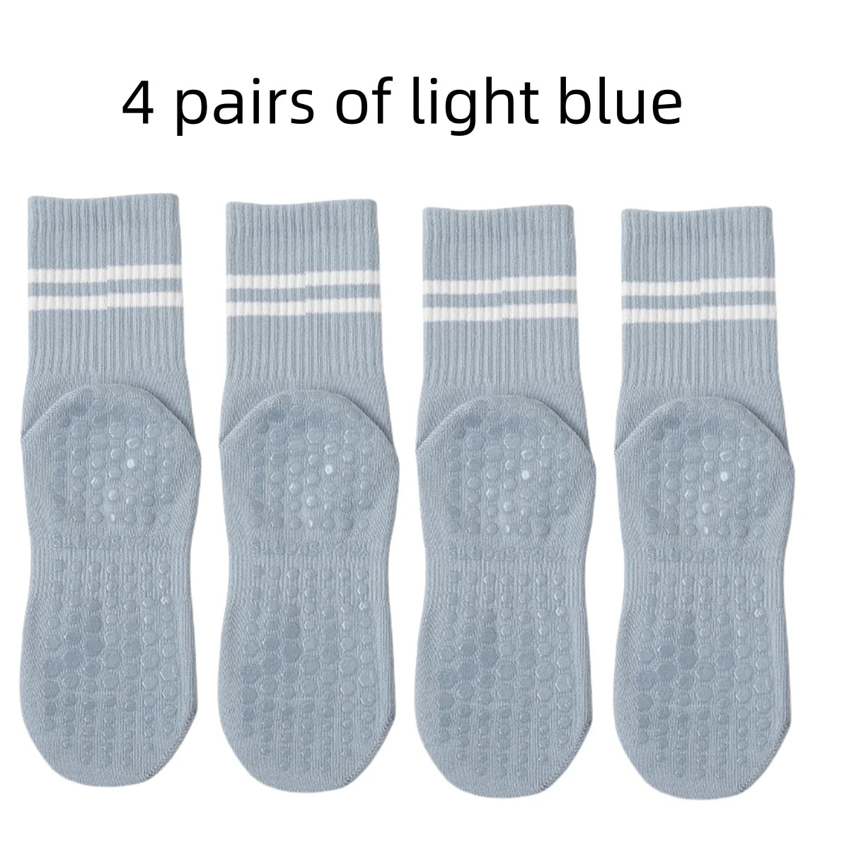 4 pairs of yoga socks, pure cotton anti slip silicone indoor fitness & pilates