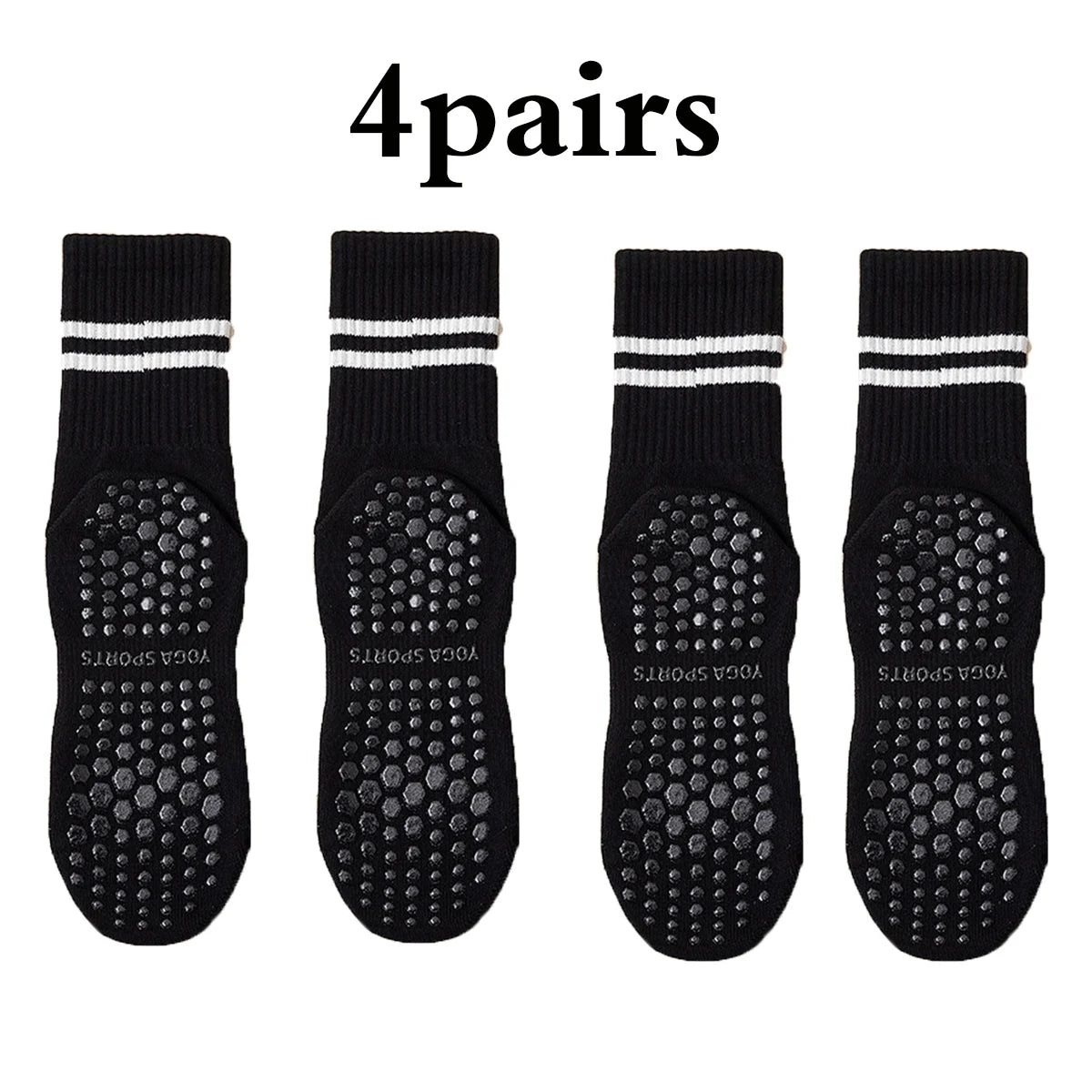 4 pairs of yoga socks, pure cotton anti slip silicone indoor fitness & pilates