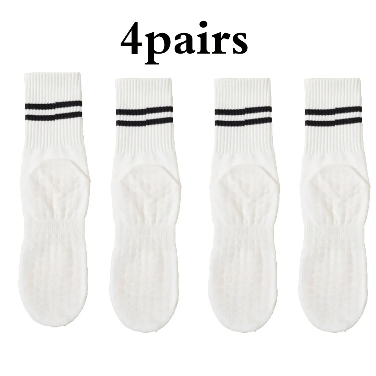 4 pairs of yoga socks, pure cotton anti slip silicone indoor fitness & pilates
