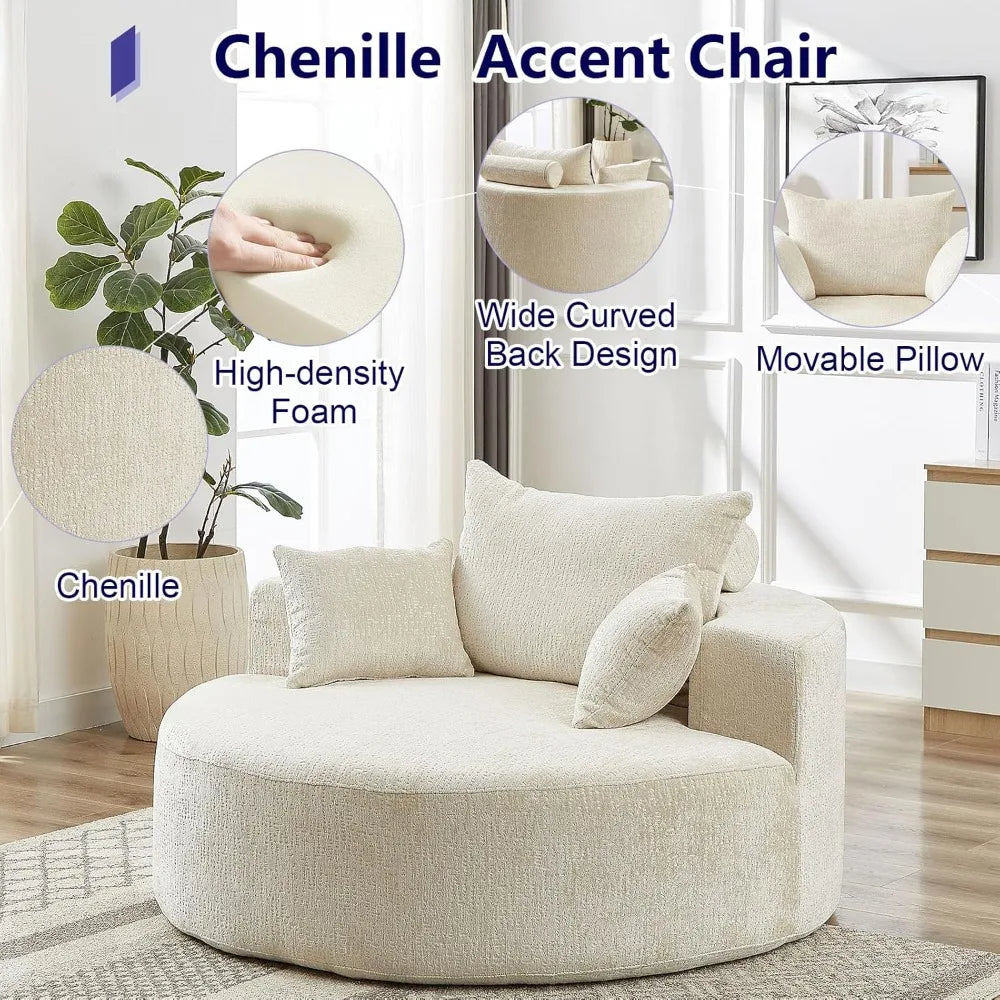 Chenille Modern Sleeper and Lounge Chair