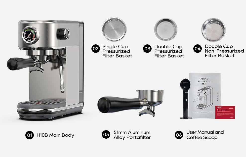 HiBREW 20Bar Semi-Automatic Espresso Machine