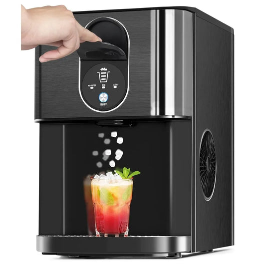 Soft Chewable Nugget Ice Maker Dispenser with Water Reservoir & Self-Cleaning Function