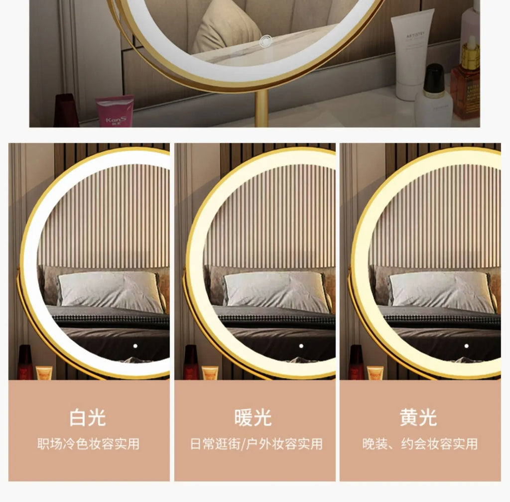 Pink Vanity Table Women & Luxury Nail European Big Stool