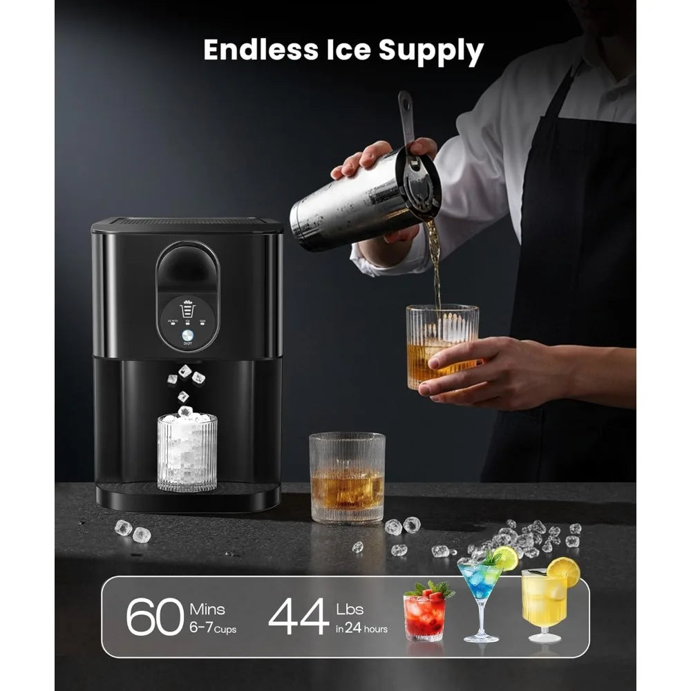 Soft Chewable Nugget Ice Maker Dispenser with Water Reservoir & Self-Cleaning Function