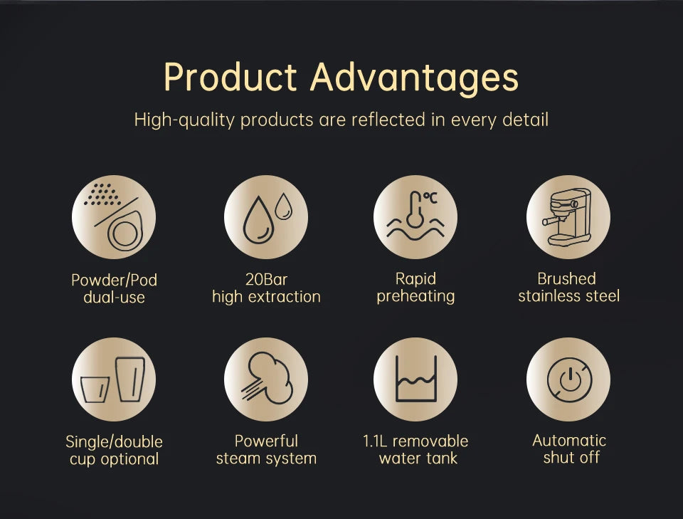 HiBREW H11 20 Bar Semi-Automatic Espresso Machine