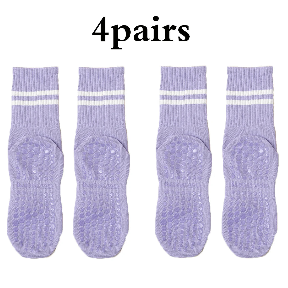4 pairs of yoga socks, pure cotton anti slip silicone indoor fitness & pilates