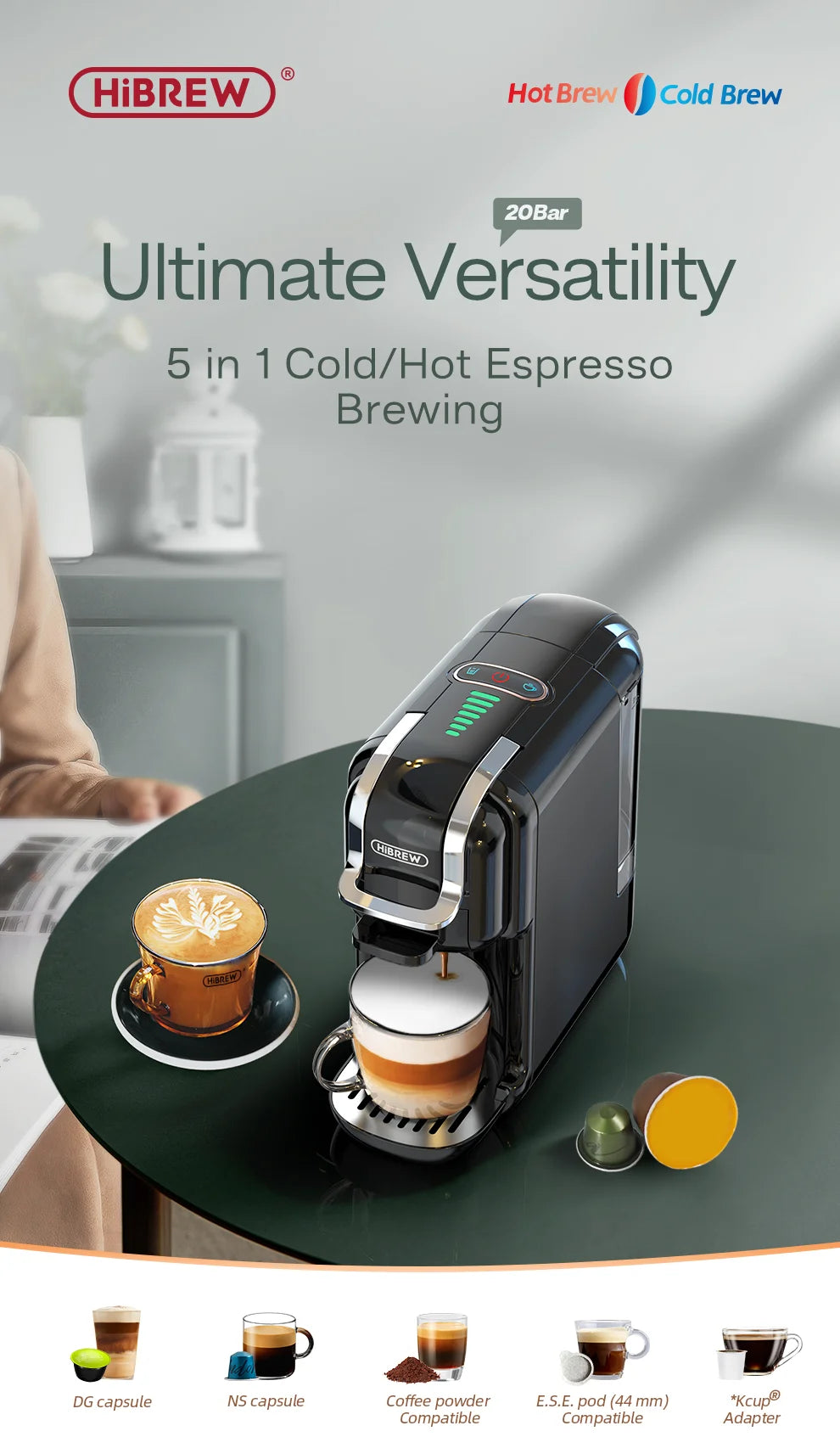 HiBREW H2B 5 in 1 Coffee Machine 20Bar