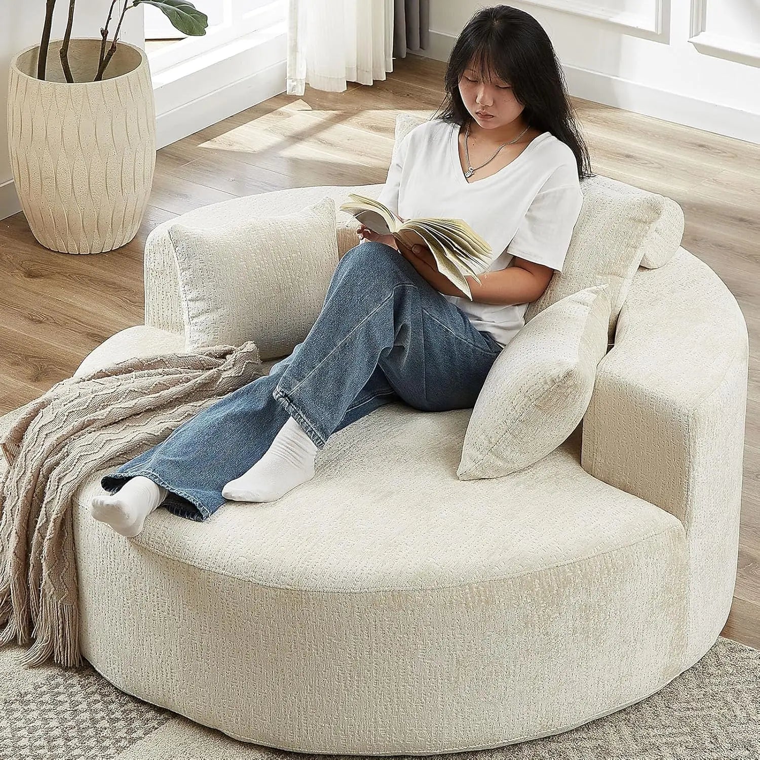 Chenille Modern Sleeper and Lounge Chair