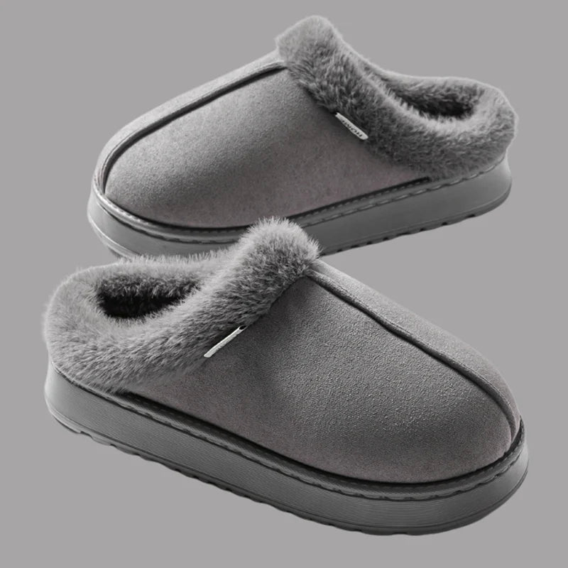 Plush Fleece Lined Cotton Slippers with Soft Sole