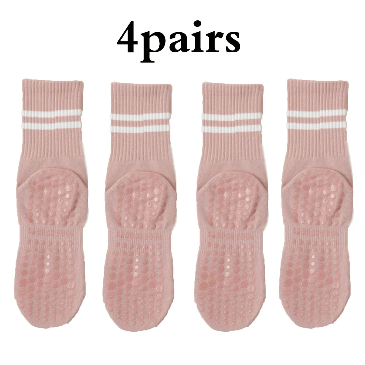 4 pairs of yoga socks, pure cotton anti slip silicone indoor fitness & pilates