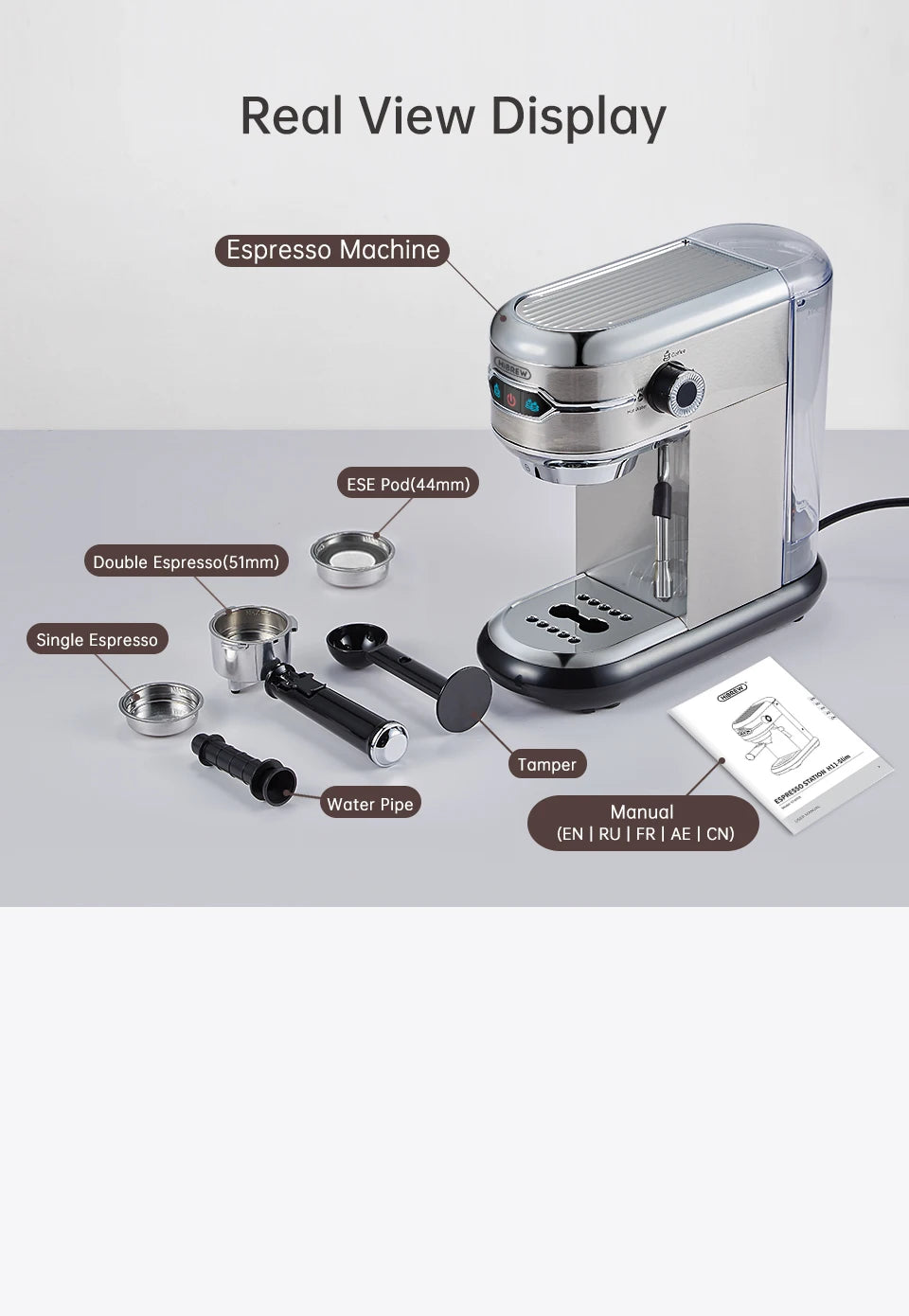 HiBREW H11 20 Bar Semi-Automatic Espresso Machine