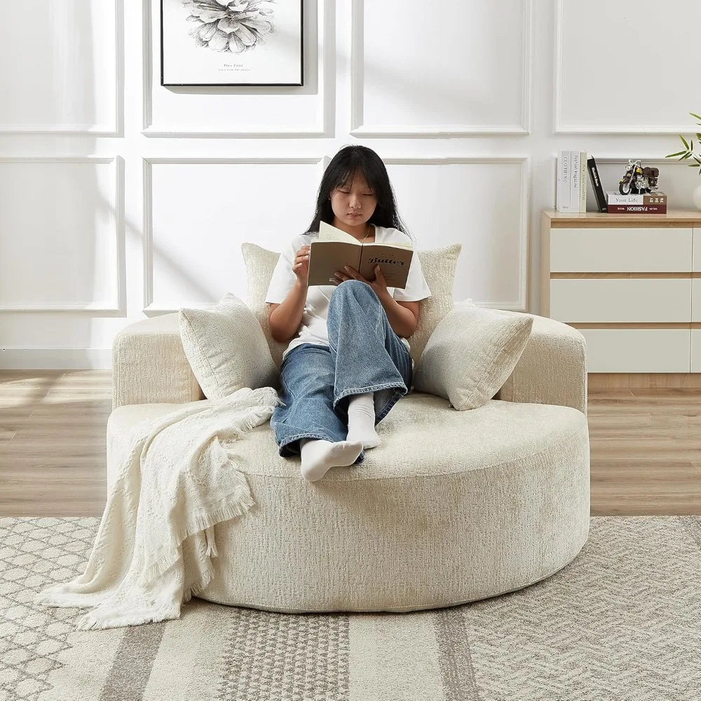 Chenille Modern Sleeper and Lounge Chair