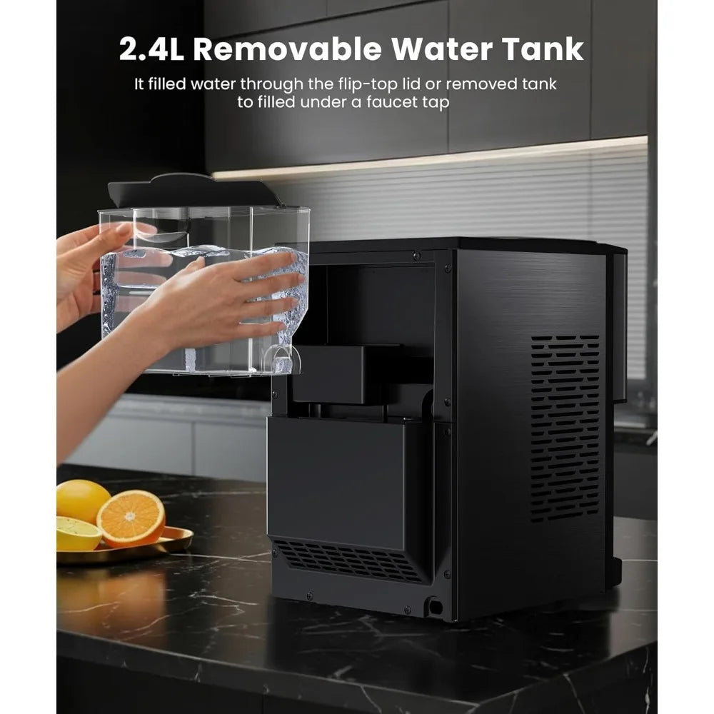 Soft Chewable Nugget Ice Maker Dispenser with Water Reservoir & Self-Cleaning Function