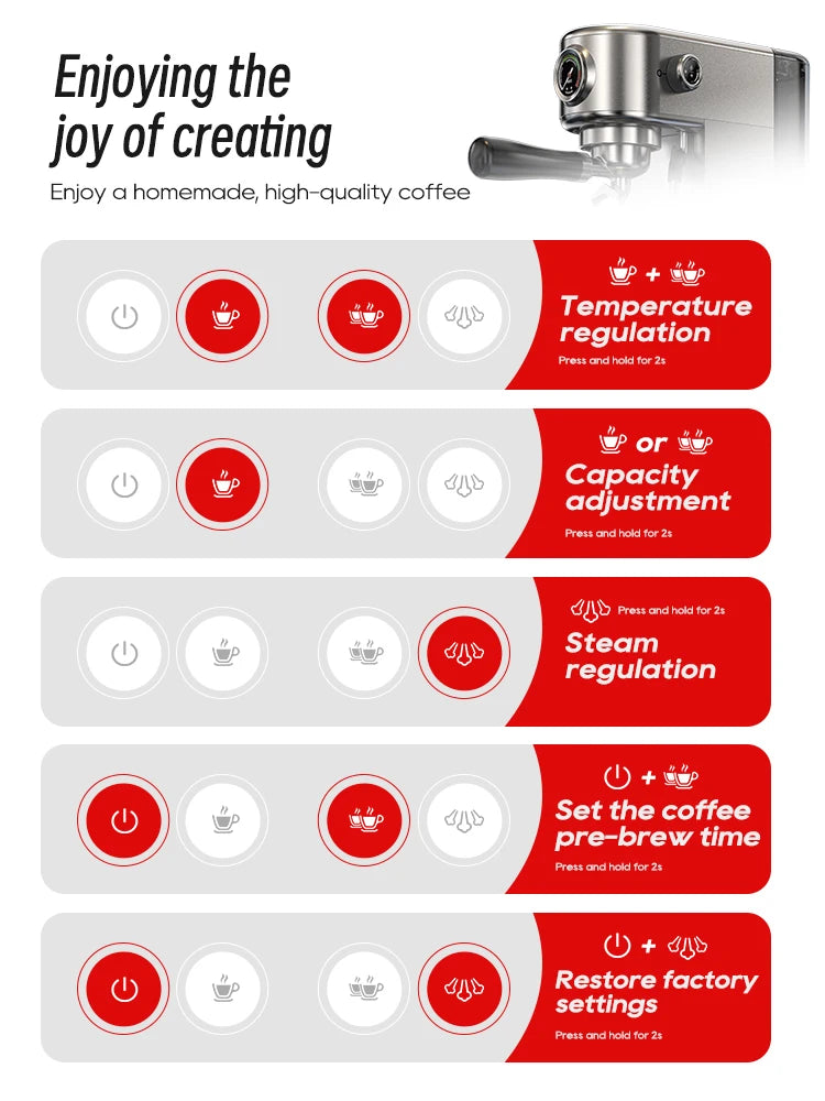 HiBREW 20Bar Semi-Automatic Espresso Machine