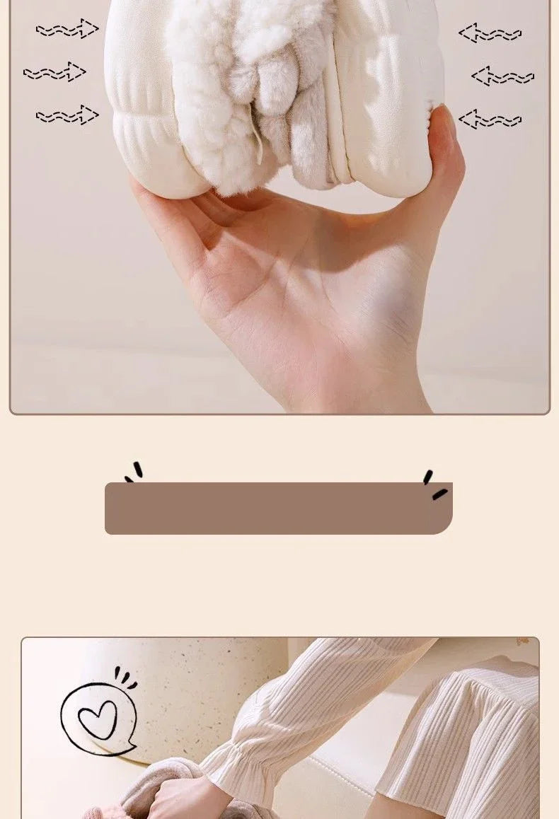 Thick Soled Bow Plush Slippers