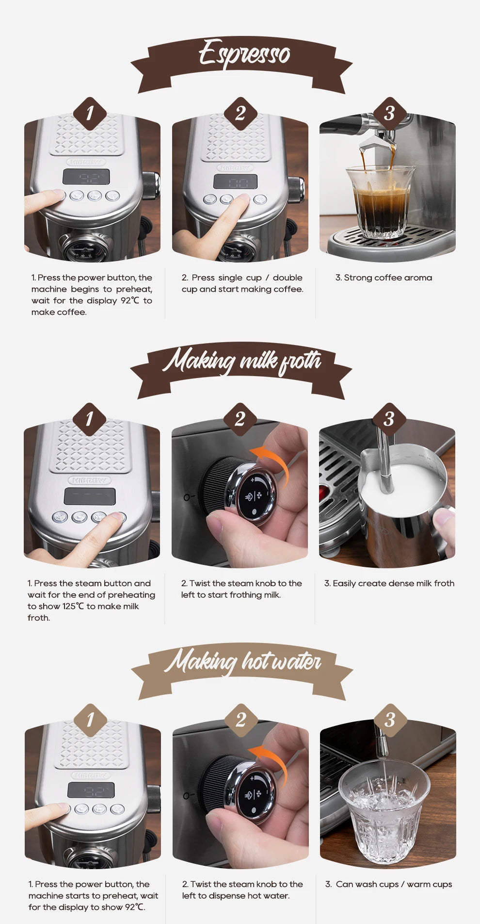 HiBREW 20Bar Semi-Automatic Espresso Machine