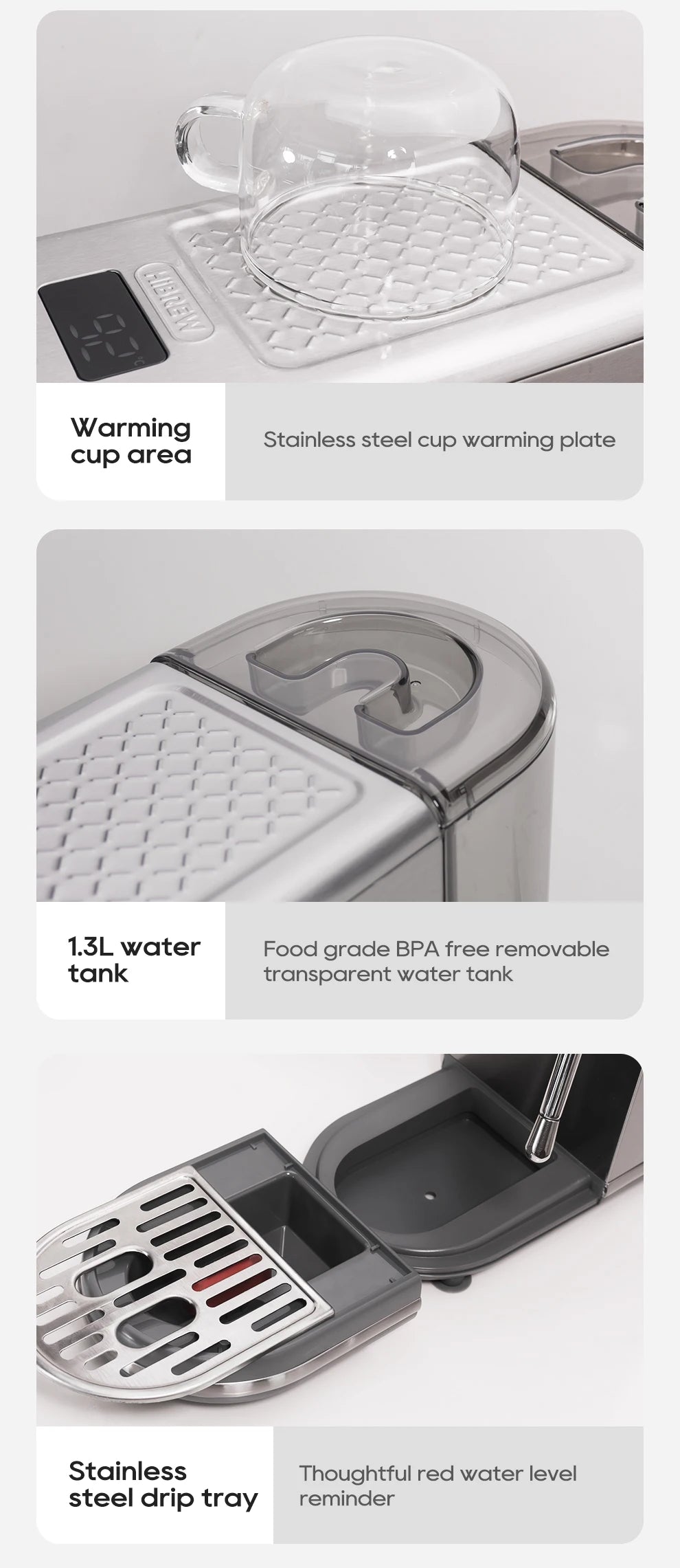 HiBREW 20Bar Semi-Automatic Espresso Machine