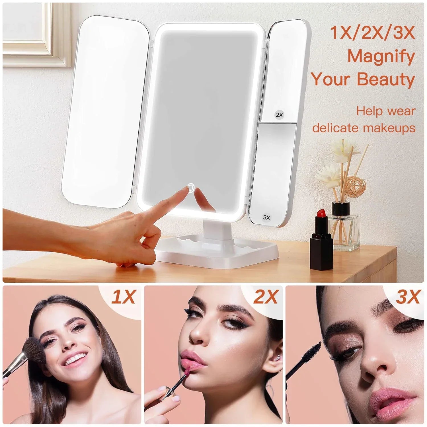 Trifold Makeup LED Mirror - Shop Modiqa
