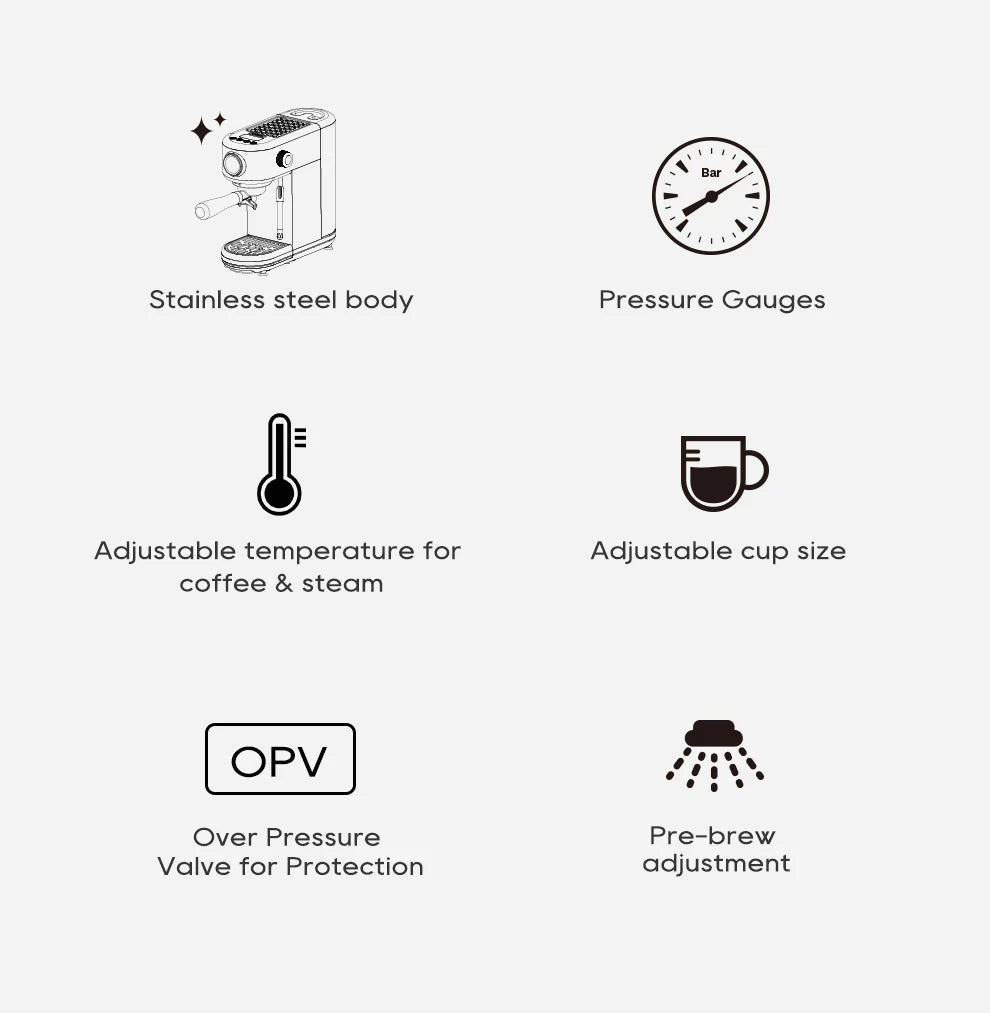 HiBREW 20Bar Semi-Automatic Espresso Machine