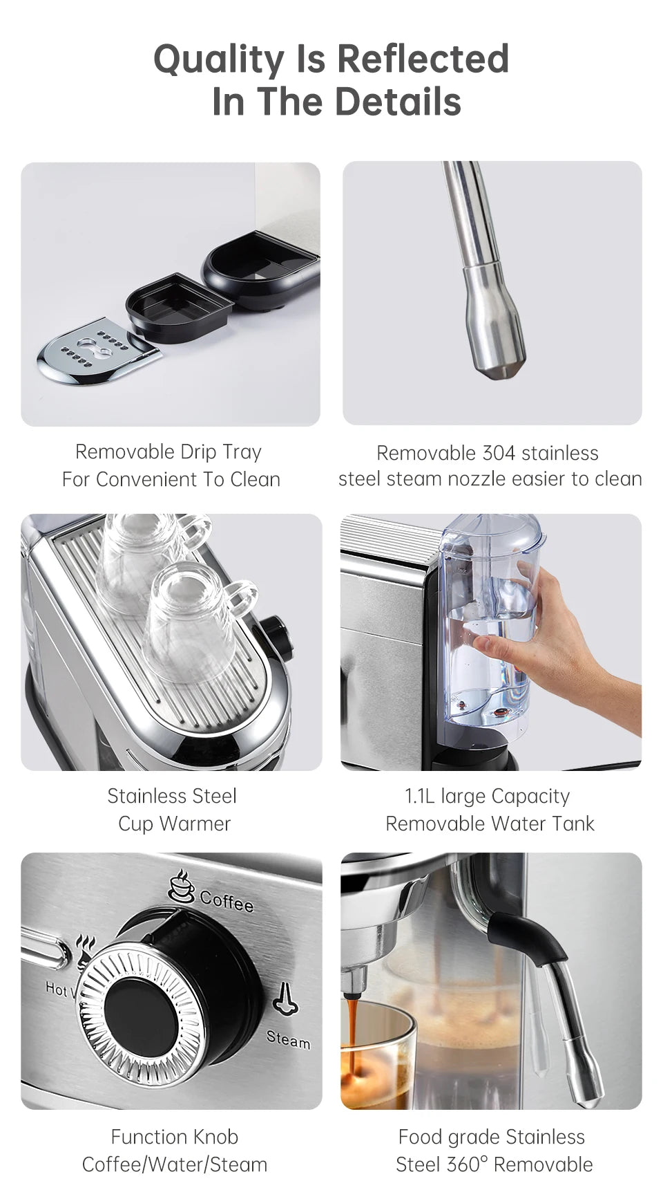 HiBREW H11 20 Bar Semi-Automatic Espresso Machine